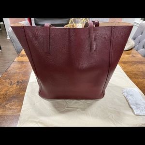 Shinola Medium Shopper Tote in Oxblood with Blush interior